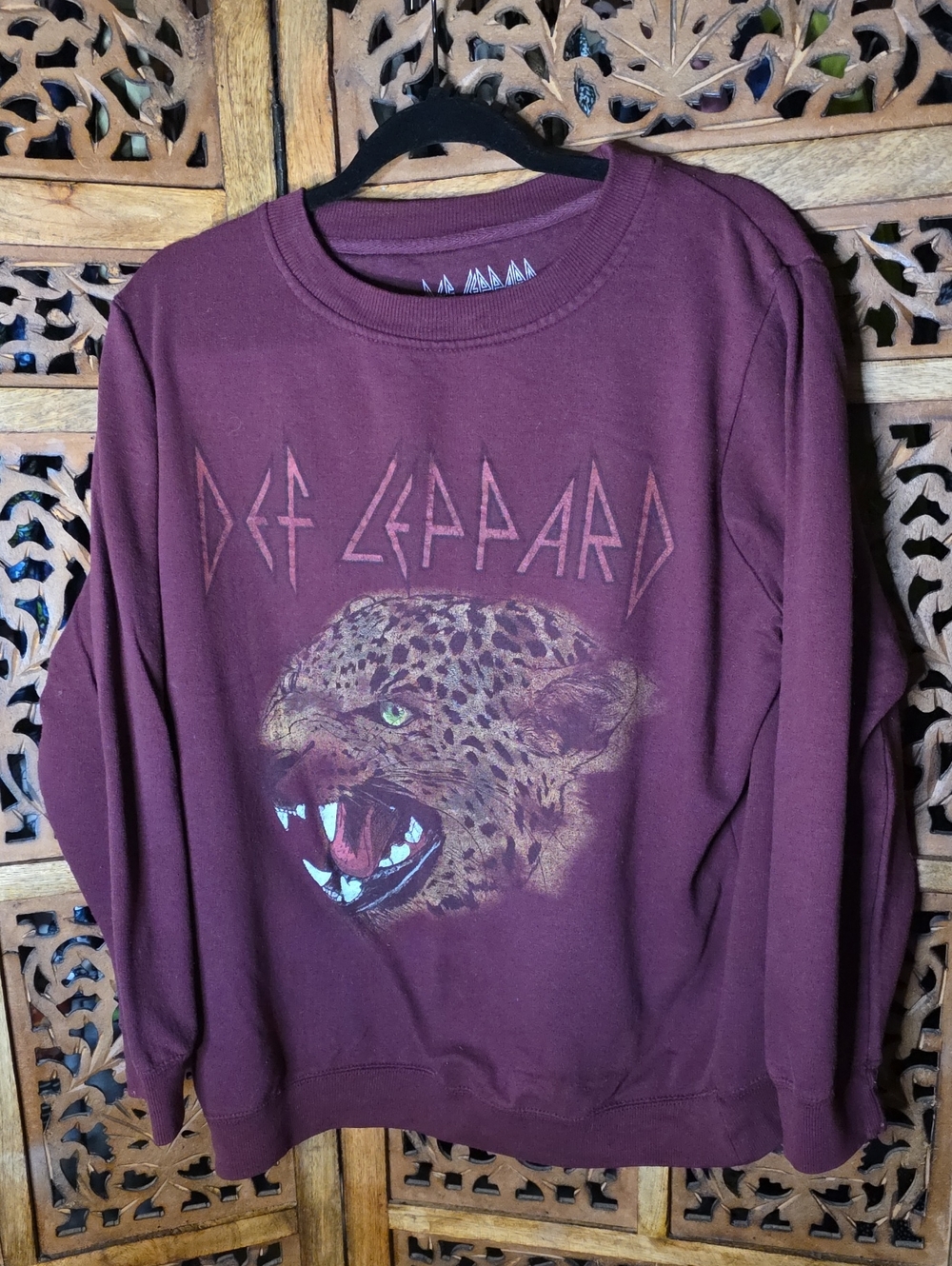 Women's Maroon Def Leppard Graphic Sweater